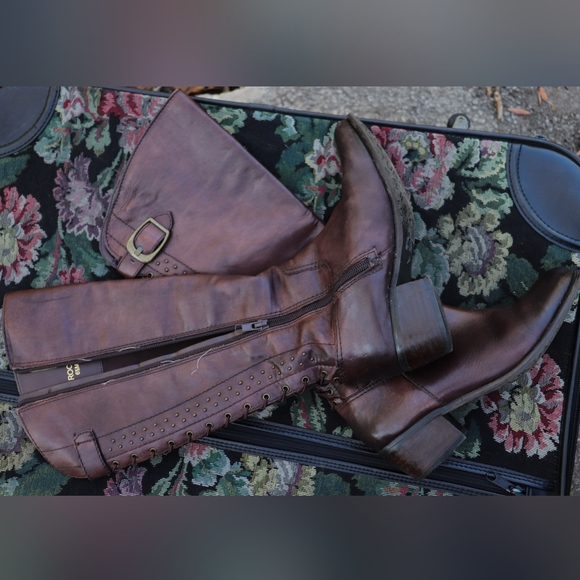 Arturo Chiang Barrett Lace-Up Boots Tall Vintage Cognac Leather Size 6.5 - Picture 2 of 4